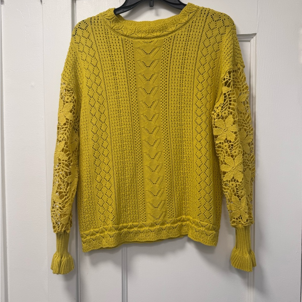 Yellow Lace Knit Women's Sweater